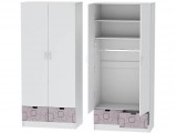 Детский Шкаф 2-х створчатый Бриз МДФ, Белый/Ирис (Квадрат) недорого