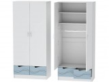 Детский Шкаф 2-х створчатый Бриз МДФ, Белый/Антарктида (Волна) недорого