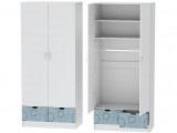 Детский Шкаф 2-х створчатый Бриз МДФ, Белый/Антарктида (Квадрат) недорого