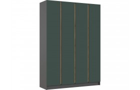 Шкаф Келвин 4-х створчатый 1600, Графит/Изумрудный