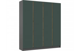 Шкаф Келвин 4-х створчатый 2000, Графит/Изумрудный