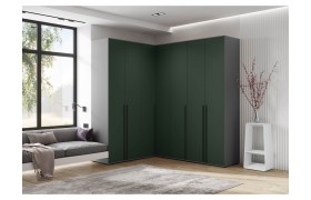 Шкаф Норд угловая композиция, Графит/Изумрудный