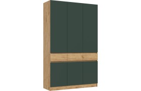 Шкаф Роджина 3-х створчатый, Дуб крафт/Изумрудный
