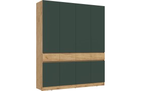 Шкаф Роджина 4-х створчатый, Дуб крафт/Изумрудный