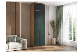 Шкаф Норд 2-х створчатый 800 антресолью, Дуб крафт/Изумрудный