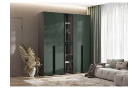 Шкаф-пенал Норд 800 + стекло 400, Графит/Изумрудный