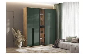 Шкаф Норд 800 + Пенал-стекло 400, Дуб крафт/Изумрудный