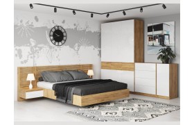 Спальный гарнитур Модульная Бостон МДФ 160 ортопедом и ПМ, крафт золотой