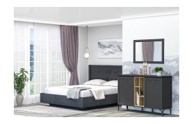 Спальный гарнитур Модульная Шарм, набор 8, Антрацит/Дуб крафт золотой