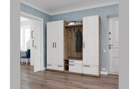 Шкаф Модена Прихожая, композиция 3, Дуб крафт табачный/белый/Венг