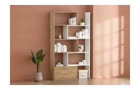 Стеллаж Раздвижной, Дуб Крафт Золотой/Белый