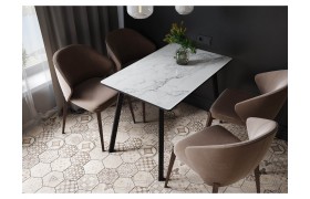 Кухонный стол обеденный Лофт 1100х700 фотопечать, Мрамор белый