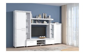 Стенка Гостиная Аллегро-1, Цемент светлый/Белый