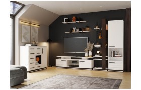 Стенка Гостиная Модена, композиция 1, белый/венге