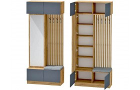 Зеркало Иннэс-10 Вешалка, Дуб Крафт Золотой\Графит\