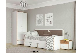 Детская стенка Молодежная Вуди 3 белый/дуб золотой