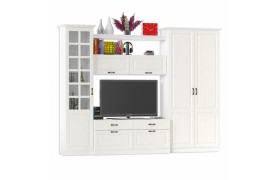 Стенка в гостиную Ливерпуль 8 Белый/Ясень