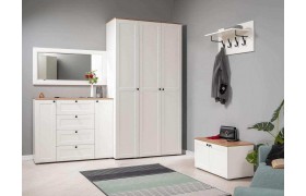 Шкаф Прихожая Остин 2 Белый шагрень/Дуб Вотан