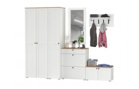 Шкаф Прихожая Остин №62 Белый шагрень/дуб золотой