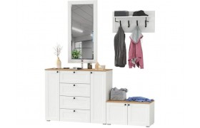 Шкаф Прихожая Остин №63 Белый шагрень/дуб золотой