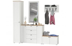 Шкаф Прихожая Остин №64 Белый шагрень/дуб золотой