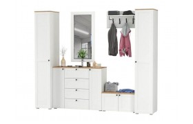 Шкаф Прихожая Остин №65 Белый шагрень/дуб золотой