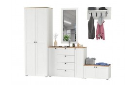 Шкаф Прихожая Остин №66 Белый шагрень/дуб золотой