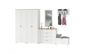 Шкаф Прихожая Остин №67 Белый шагрень/дуб золотой