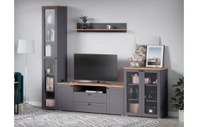 Стенка Гостиная Остин 1 графит/дуб золотой