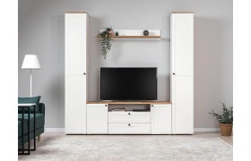 Стенка Гостиная Остин 2 белый/дуб золотой