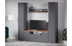 Стенка в гостиную Остин 2 графит/дуб золотой