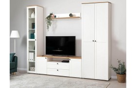 Стенка Гостиная Остин 3 белый/дуб золотой