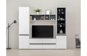 Стенка в гостиную Сидней 4 Белый/глянец/Черный