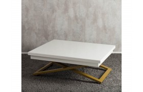 Журнальный столик трансформер Левмар Cross G15/S90 Белый глянец/золото