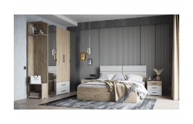 Спальня Модульная Теана, набор 2, Крафт серый/МДФ светло