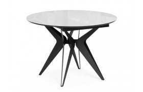 Стол Рикла 120(160) белый / пленка черная шагрень / стекл