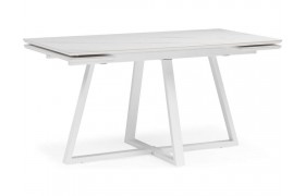 Стол на кухню Памелла 140 (200) х 80 белый мрамор alpin white / snow /