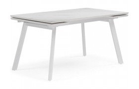 Кухонный стол Норман 140 (200) х 80 белый мрамор alpin white / snow /