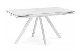 Кухонный стол Вилли 140 (200) х 80 белый мрамор alpin white / snow /
