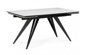 Кухонный стол Дарвин 140(200)х80 белый мрамор snow white / черный Керамический
