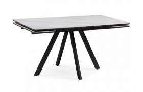 Стол на кухню Вилли 140(200)х80 белый мрамор snow white / черный Керамический