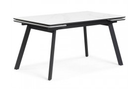 Кухонный стол Норман 140(200)х80х75 белый мрамор alpin white / черный Керамиче