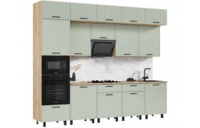 Кухня Модульная Бьянка 3,0/1080м, Крафт золотой/Олива софт