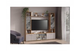 Стенка Тумба для ТВ 63.03 Аккорд (ЛДСП Дуб золотой / Кашемир)
