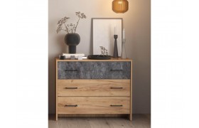 Комод 85.02 Бордо (дуб золотой / цемент темный / ДВПО: белый)