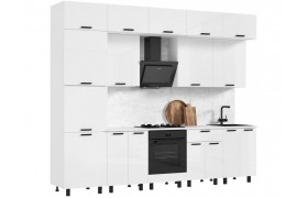 Кухонный гарнитур Техно 3,0/1080м Компоновка №6, Белый/глянец (Антарес