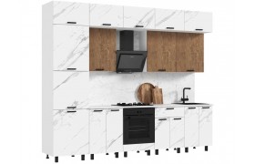 Кухонный гарнитур Техно 3,0/1080м Компоновка №6, Белый/Мрамор /Экзотиче