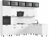 Кухня Техно 3,0х1,8/1080м Компоновка №8, Белый/Белый глянец недорого