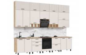 Кухонный гарнитур Бьянка 3,4/1350м (с элементами Люкс класса), Крафт золотой