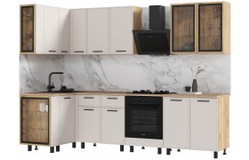 Кухня Бьянка 1,2х2,8м, Крафт золотой/Кашемир